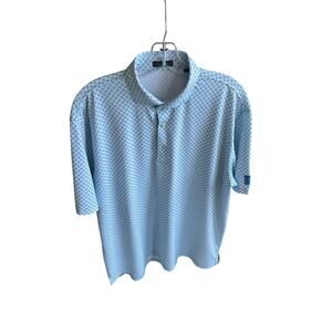 Turtleson Golf Polo Shirt Size L Mens Blue Geometric Stretch Doylestown CC